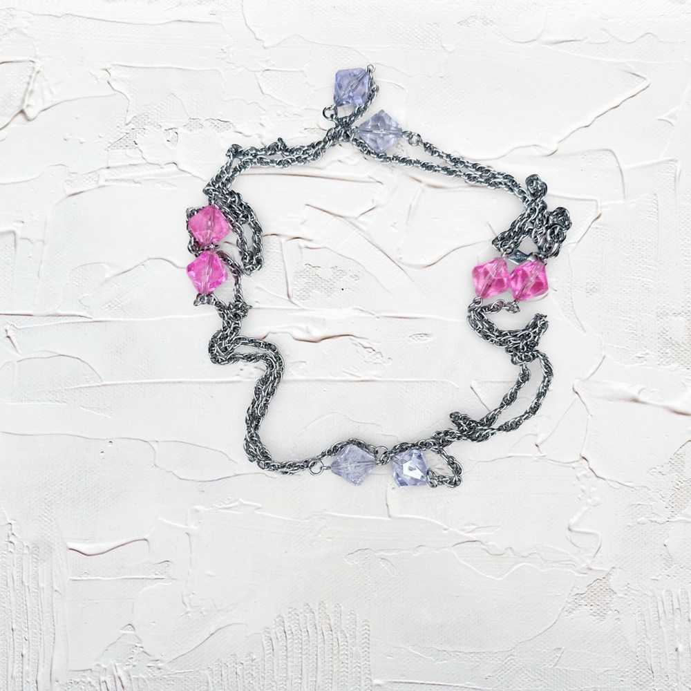 23u. Sarah Coventry Necklace with Pink and Purple Accents